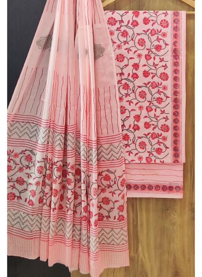 Cotton Pink Casual Wear Printed Salwar Suit